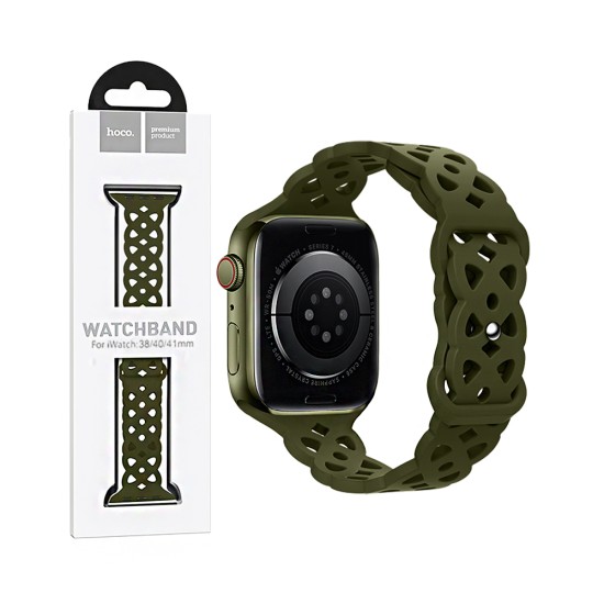 Hoco Silicone Hollow Bracelet for iWatch WA09 (38/40/41mm) Olive Green